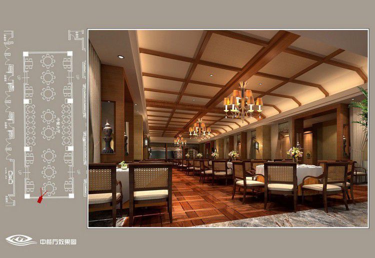 時(shí)尚現(xiàn)代風(fēng)格溫泉大酒店裝修中餐廳效果圖