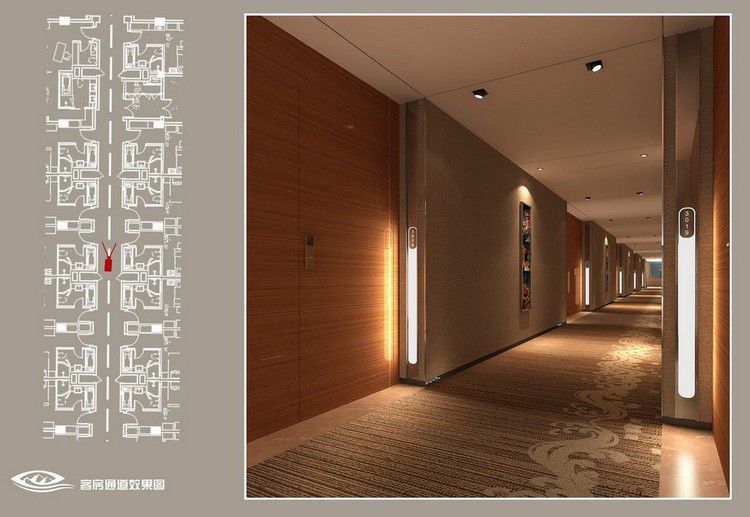 時(shí)尚現(xiàn)代風(fēng)格溫泉大酒店裝修客房過道效果圖
